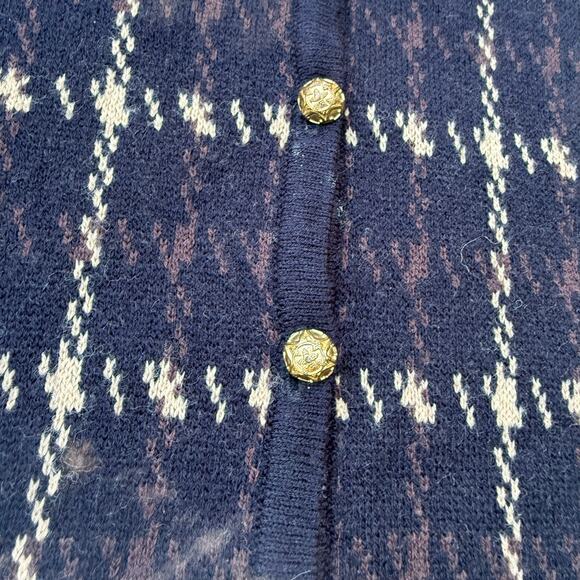 Y2K Croft & Barrow Houndstooth Dark Moody Black Gold Plaid Sweater Vest MEDIUM - Picture 6 of 7